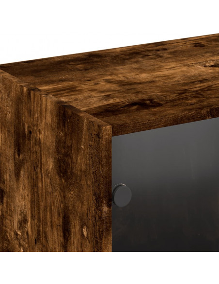 Libreria con Ante Rovere Fumo 204x37x75 cm in Legno Multistrato
