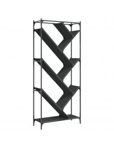 Libreria Nera 79x30x180 cm in Legno Multistrato e Metallo 2