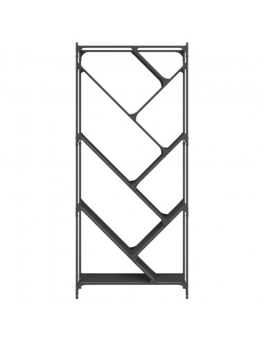 Libreria Nera 79x30x180 cm in Legno Multistrato e Metallo