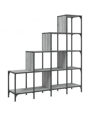 Libreria Grigio Sonoma 122x30x132cm Legno Multistrato e Metallo