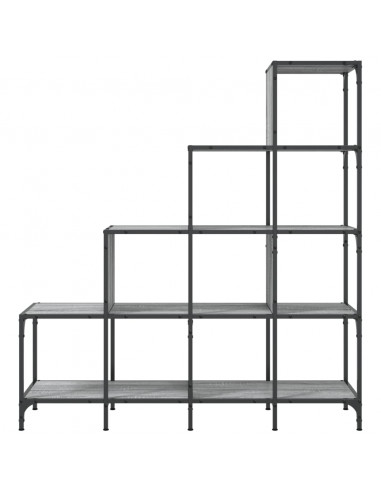 Libreria Grigio Sonoma 122x30x132cm Legno Multistrato e Metallo