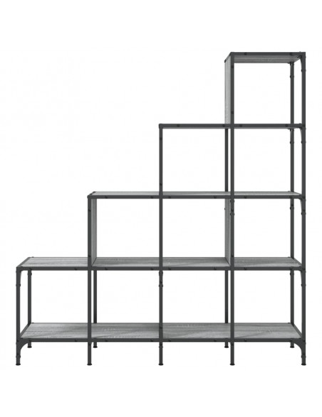Libreria Grigio Sonoma 122x30x132cm Legno Multistrato e Metallo