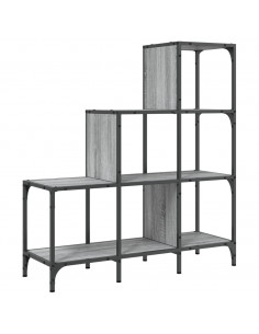 Libreria Grigio Sonoma 92x30x102 cm Legno Multistrato e Metallo 2