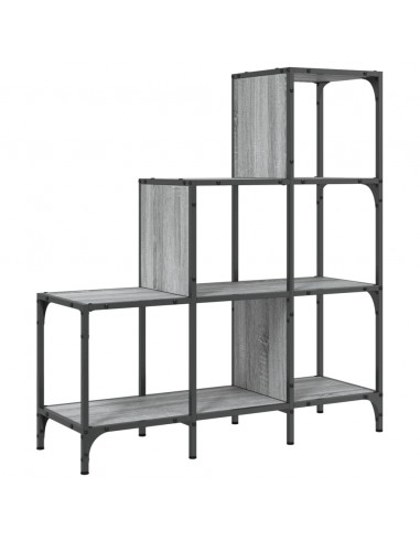 Libreria Grigio Sonoma 92x30x102 cm Legno Multistrato e Metallo