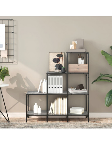 Libreria Grigio Sonoma 92x30x102 cm Legno Multistrato e Metallo