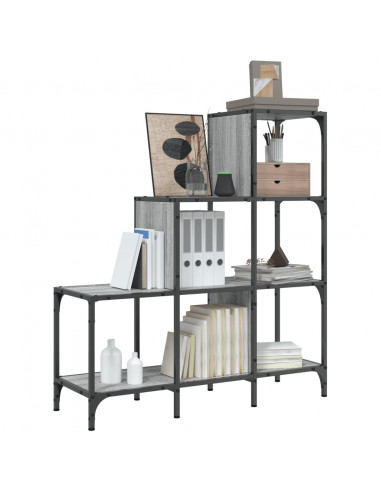 Libreria Grigio Sonoma 92x30x102 cm Legno Multistrato e Metallo