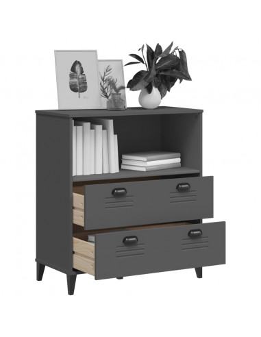 Libreria VIKEN Grigio Antracite 80x40x90 cm Legno Massello Pino