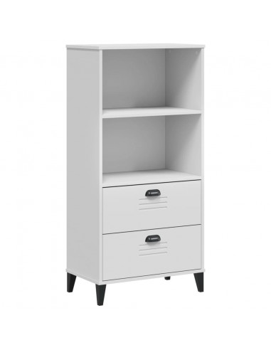 Libreria VIKEN Bianca 60x35x123 cm in Legno Massello di Pino