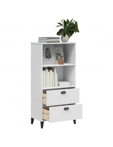 Libreria VIKEN Bianca 60x35x123 cm in Legno Massello di Pino