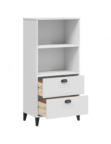 Libreria VIKEN Bianca 60x35x123 cm in Legno Massello di Pino