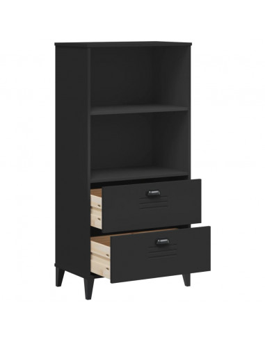Libreria VIKEN Nera 60x35x123 cm in Legno Massello di Pino