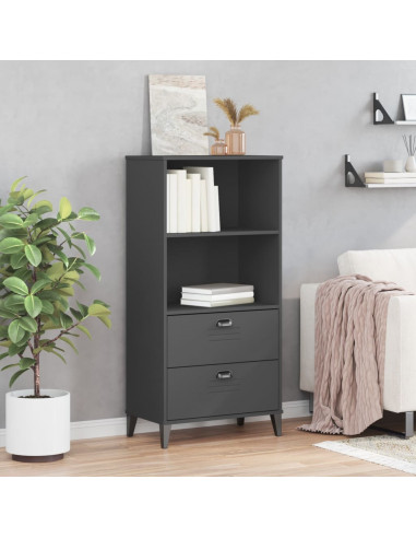 Libreria VIKEN Grigio Antracite 60x35x123cm Legno Massello Pino