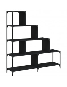 Libreria a 4 Gradini Nera 139x33,5x149 cm in Legno Multistrato 2