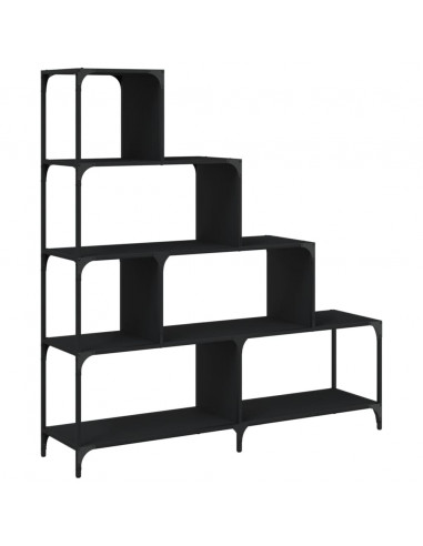 Libreria a 4 Gradini Nera 139x33,5x149 cm in Legno Multistrato