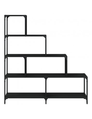 Libreria a 4 Gradini Nera 139x33,5x149 cm in Legno Multistrato