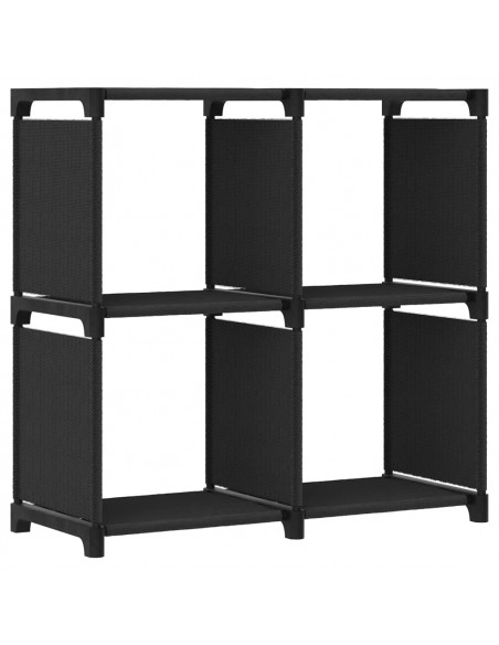 Mensola con 4 Vani a Cubo Nera 69x30x72,5 cm in Tessuto