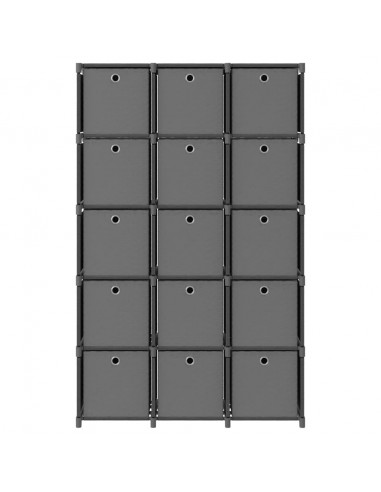 Mobile con 15 Scatole a Cubo Grigio 103x30x107,5 cm in Tessuto