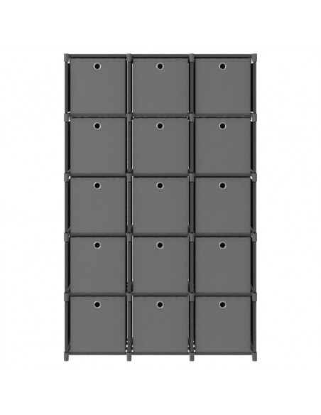 Mobile con 15 Scatole a Cubo Grigio 103x30x107,5 cm in Tessuto