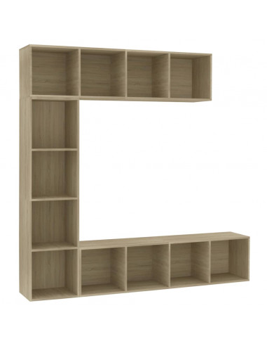 Set Mobili Libreria/Porta TV 3 pz Rovere Sonoma 180x30x180 cm