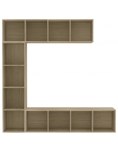 Set Mobili Libreria/Porta TV 3 pz Rovere Sonoma 180x30x180 cm