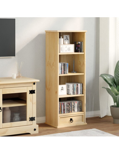 Mobile Porta CD Corona 40x30x110 cm in Legno Massello di Pino