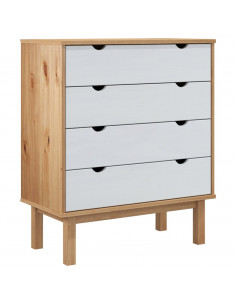 Cassettiera OTTA Marrone e Bianco 76,5x39,5x90 cm Legno di Pino 2