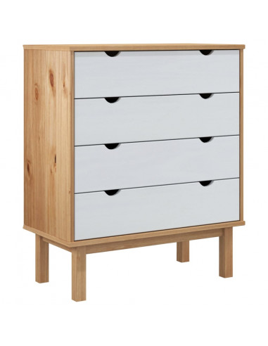 Cassettiera OTTA Marrone e Bianco 76,5x39,5x90 cm Legno di Pino