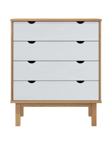 Cassettiera OTTA Marrone e Bianco 76,5x39,5x90 cm Legno di Pino