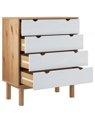 Cassettiera OTTA Marrone e Bianco 76,5x39,5x90 cm Legno di Pino