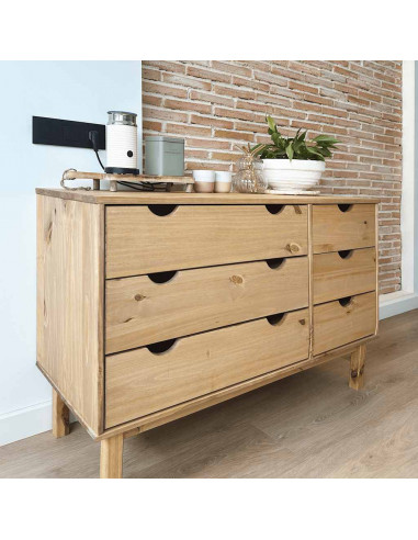 Cassettiera OTTA 111x43x73,5 cm cm in Legno Massello di Pino