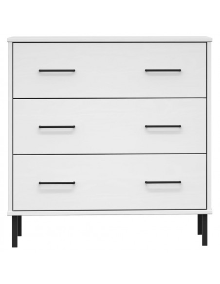 Credenza con 3 Cassetti Bianca 77x40x79,5cm Legno Massello OSLO