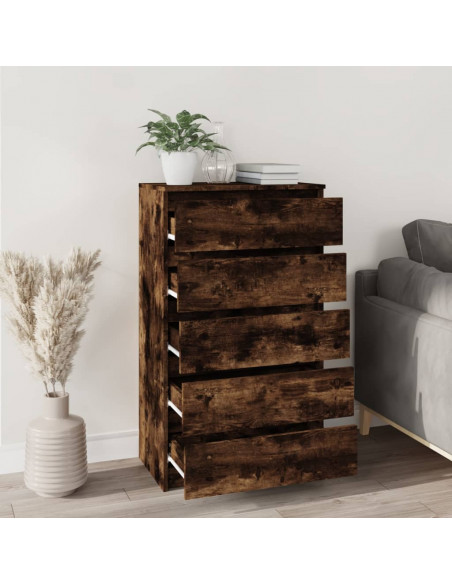 Cassettiera Rovere Fumo 60x36x103 cm in Legno Multistrato