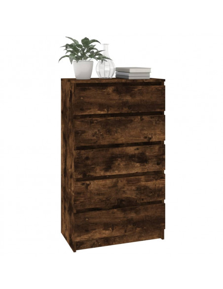 Cassettiera Rovere Fumo 60x36x103 cm in Legno Multistrato
