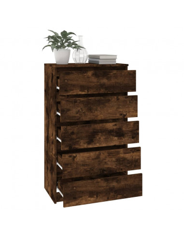 Cassettiera Rovere Fumo 60x36x103 cm in Legno Multistrato