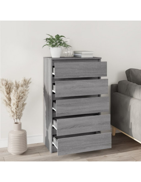 Cassettiera Grigio Sonoma 60x36x103 cm in Legno Multistrato