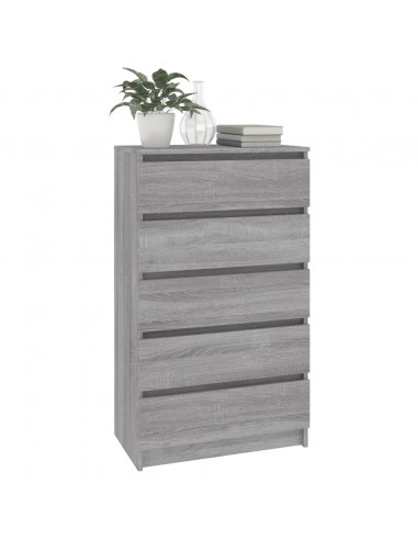 Cassettiera Grigio Sonoma 60x36x103 cm in Legno Multistrato