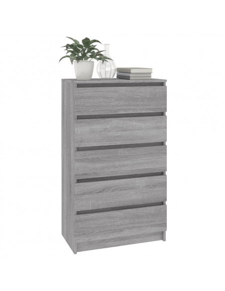 Cassettiera Grigio Sonoma 60x36x103 cm in Legno Multistrato