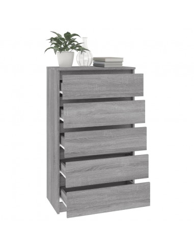 Cassettiera Grigio Sonoma 60x36x103 cm in Legno Multistrato