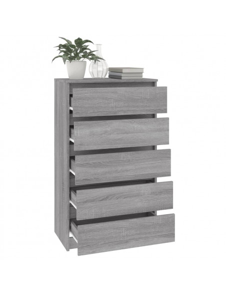 Cassettiera Grigio Sonoma 60x36x103 cm in Legno Multistrato