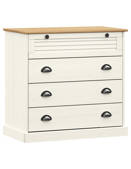 Cassettiera VIGO Bianca 80x40x76 cm in Legno Massello di Pino