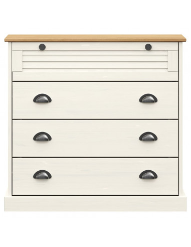 Cassettiera VIGO Bianca 80x40x76 cm in Legno Massello di Pino