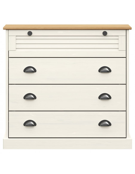Cassettiera VIGO Bianca 80x40x76 cm in Legno Massello di Pino
