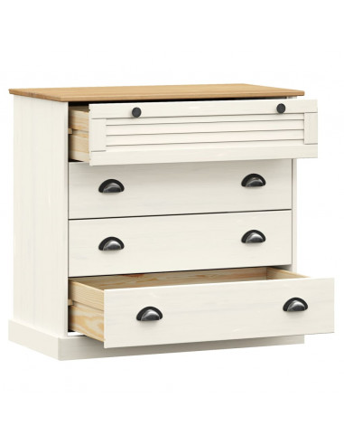 Cassettiera VIGO Bianca 80x40x76 cm in Legno Massello di Pino