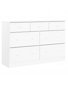 Cassettiera ALTA Bianca 112x35x73 cm in Legno Massello di Pino 2