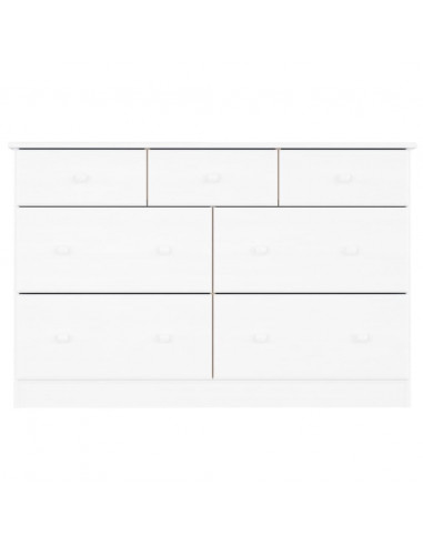 Cassettiera ALTA Bianca 112x35x73 cm in Legno Massello di Pino