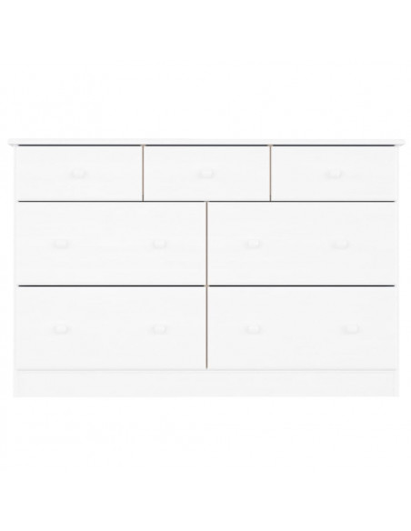 Cassettiera ALTA Bianca 112x35x73 cm in Legno Massello di Pino