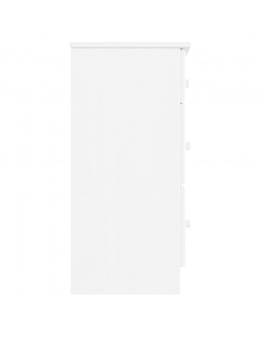 Cassettiera ALTA Bianca 112x35x73 cm in Legno Massello di Pino