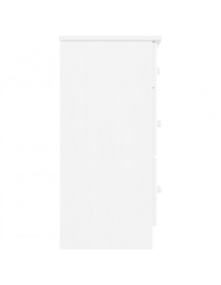 Cassettiera ALTA Bianca 112x35x73 cm in Legno Massello di Pino