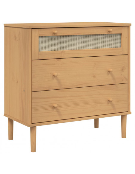 Cassettiera SENJA Aspetto Rattan Marrone 80x40x80 cm Legno Pino