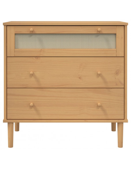 Cassettiera SENJA Aspetto Rattan Marrone 80x40x80 cm Legno Pino